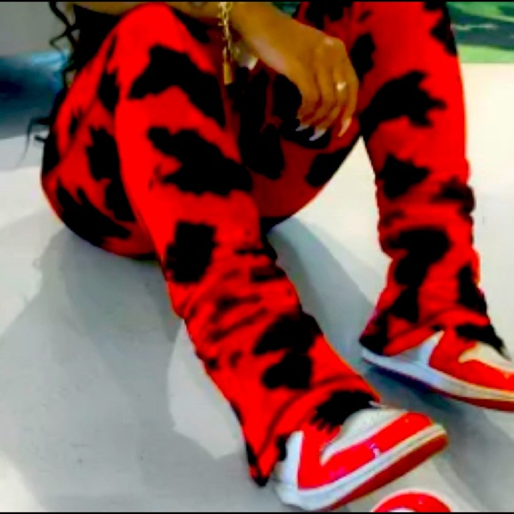 Brand New Velvet CowPrint Stacked Pant